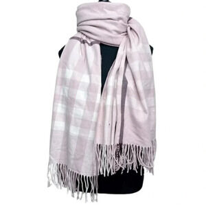 Love & Lore Womens  One Size Pink Soft Fringe Plaid Scarf